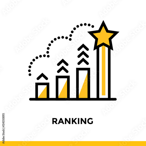 Linear ranking icon for startup business. Pictogram in outline style. Vector flat line icon suitable for mobile apps, websites and presentation