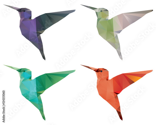 Colibri origami style vector polygonal illustration.