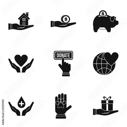 Sponsorship icons set, simple style