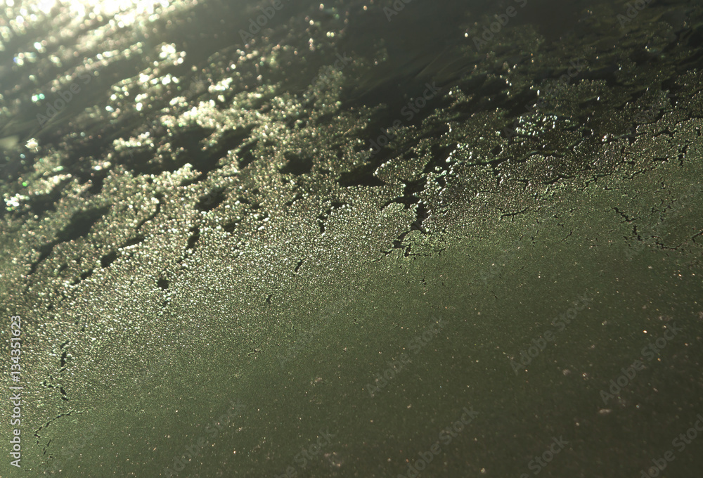 Frost on car glass surface. Frost on car glass surface.