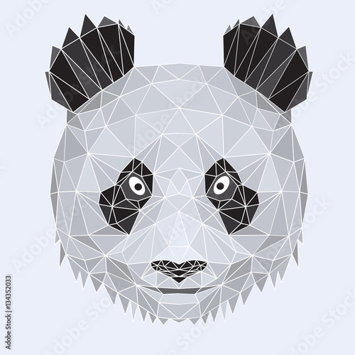 Panda, la testa di panda geometrico, design di linee bianche, poligoni