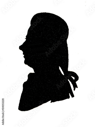 Obraz na płótnie Silhouette of Francesco Benucci, italian singer and Mozart's first Figaro, by Hieronymus de Löschenkohl (1786) w salonie