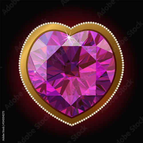 Pink diamond heart in a gold frame