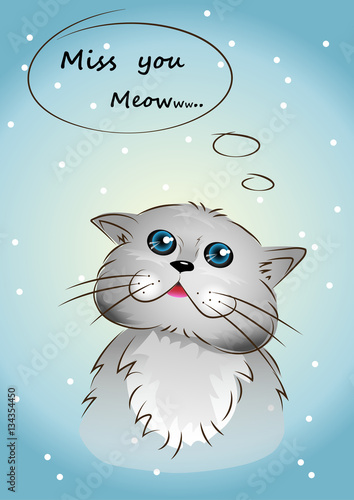 a little gray Persian cat is missing you