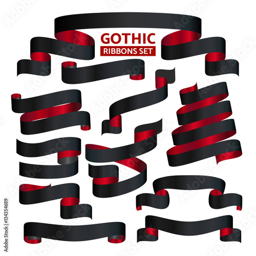 Ribbon vector collection on white background.