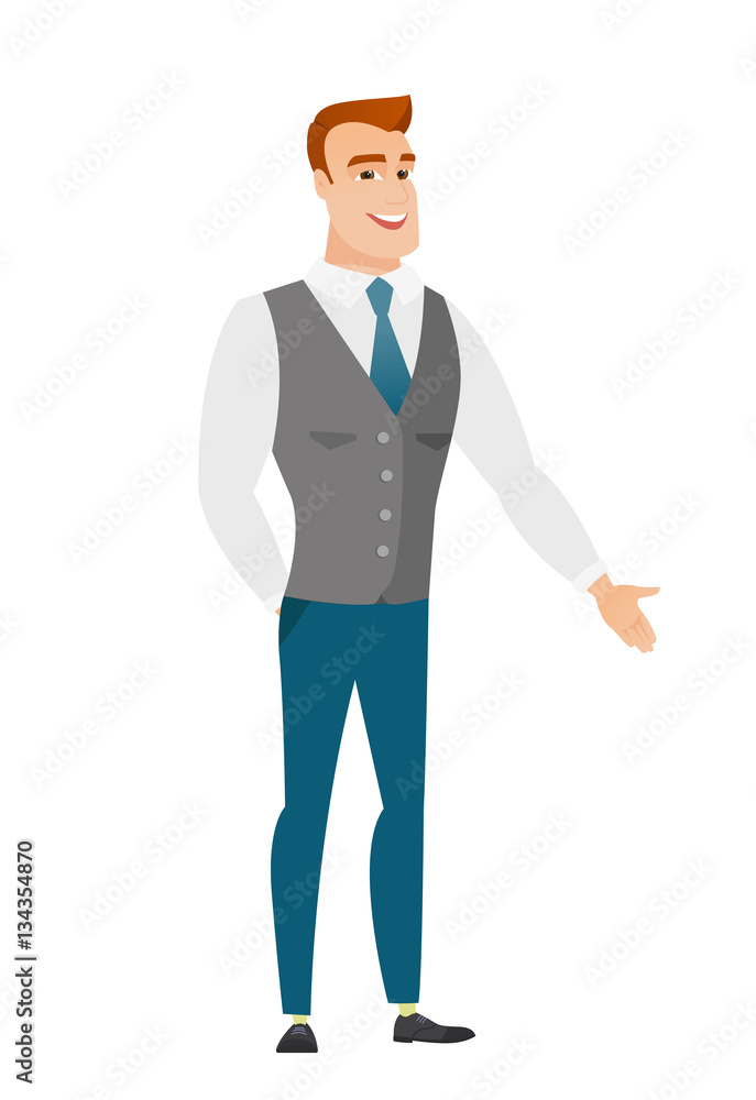 Caucasian businessman with hand in his pocket.