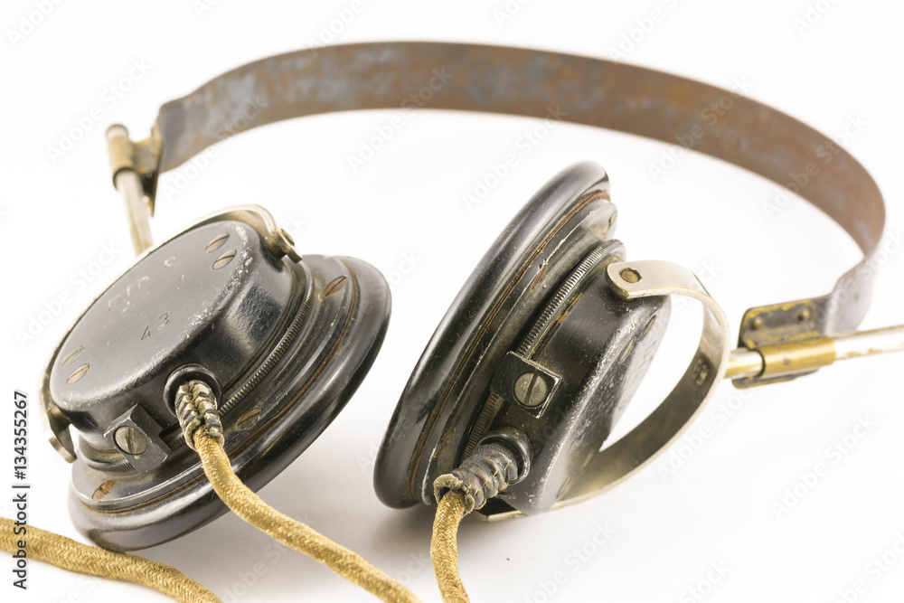 Close up of WW2 German Radio Headphones with Dfh.b #43 markings Stock Photo  | Adobe Stock