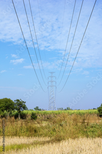  high voltage transmission lines and post