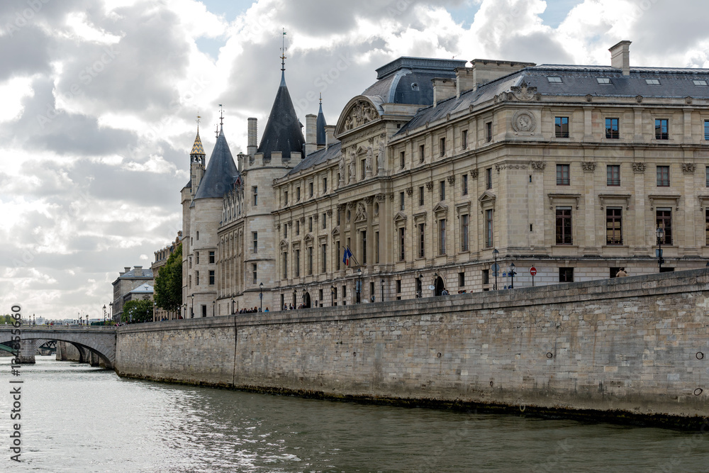 France. The ancient castle on the river bank