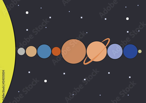 minimalist vector illustration of the solar system