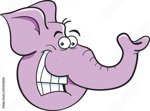Cartoon illustration of a smiling elephant head.