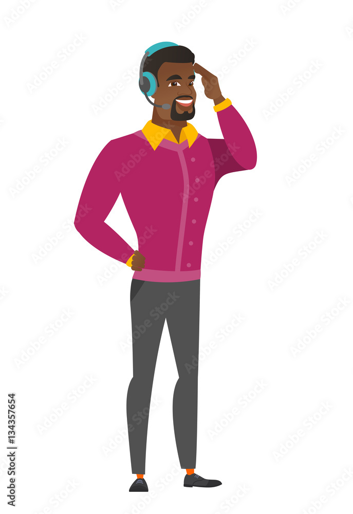 Customer service operator in headset. Customer service operator in headset.