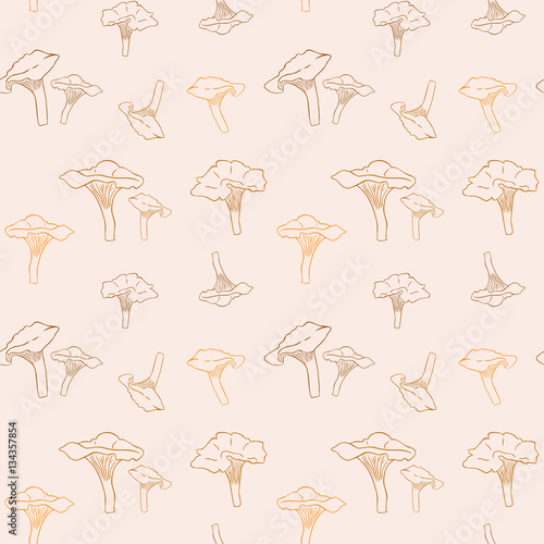 Seamless vector pattern with chanterelles