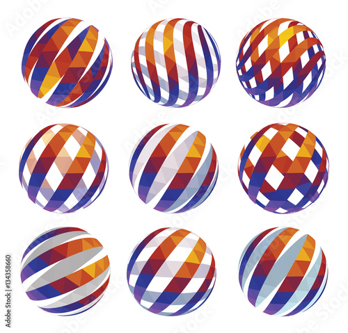 Set of vector globe symbols, spheres