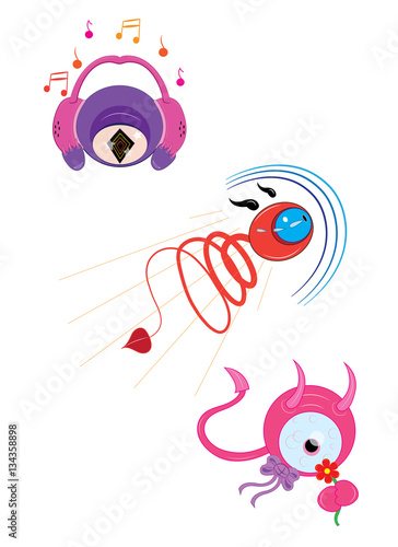 Three fantastic eyes pink, red, violet