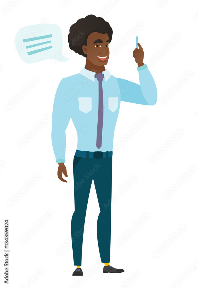 Young caucasian businessman with speech bubble. Young caucasian businessman with speech bubble.