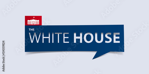 The White House in Washington, D.C.  banner isolated on light blue background. Banner design template. Vector illustration.