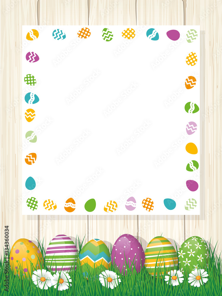 Happy Easter Poster with copy space on blank board with festive border  Stock Vector | Adobe Stock