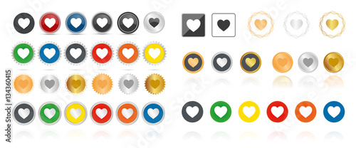 Verschiedene Herz-Buttons