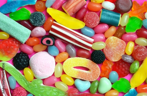 a lot of colourful sweet candy
