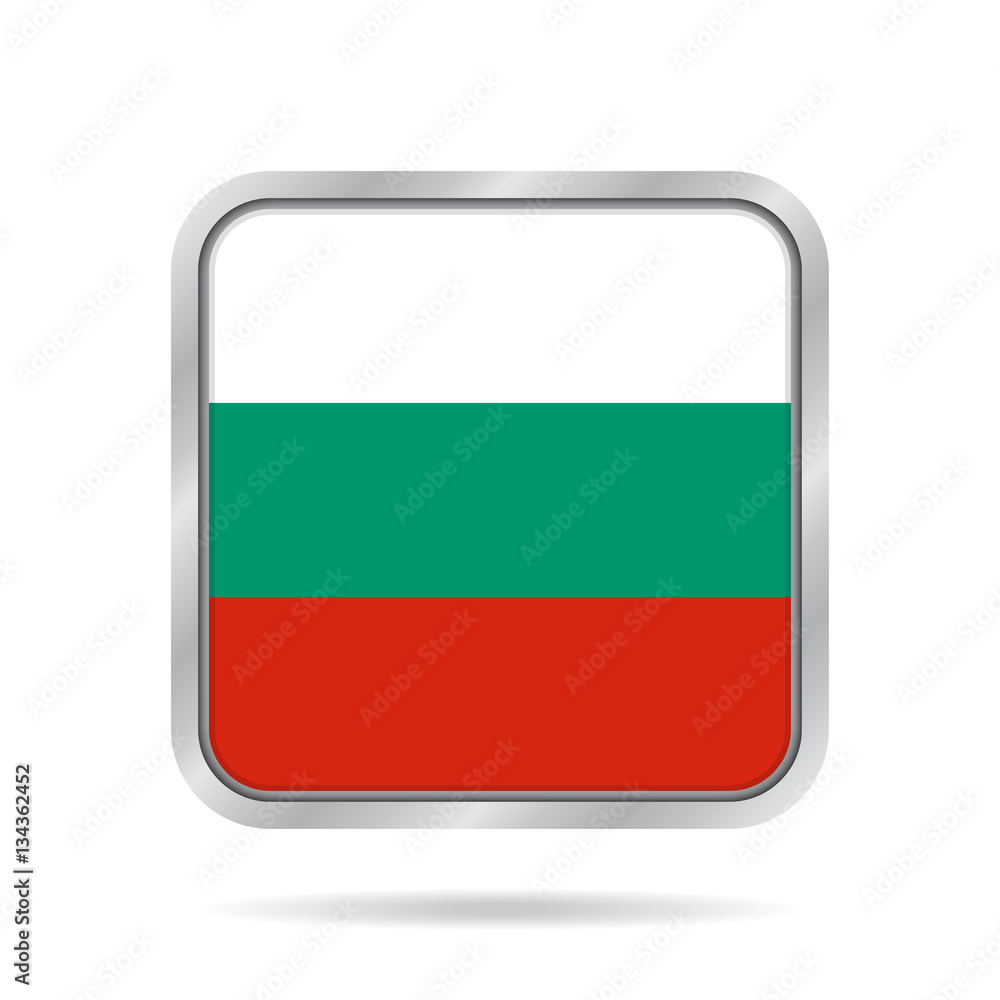 Flag of Bulgaria. Metallic gray square button. Flag of Bulgaria. Metallic gray square button.
