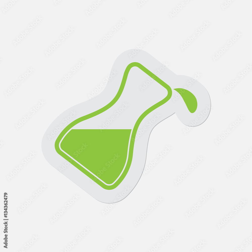 simple green icon, flask with a drop simple green icon, flask with a drop