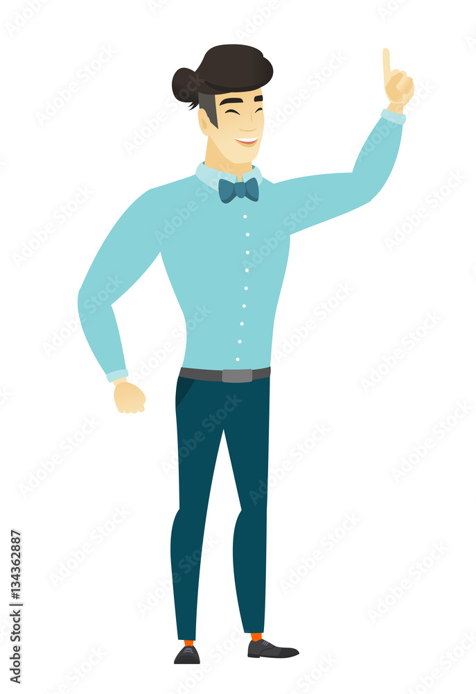 Asian businessman pointing with his forefinger