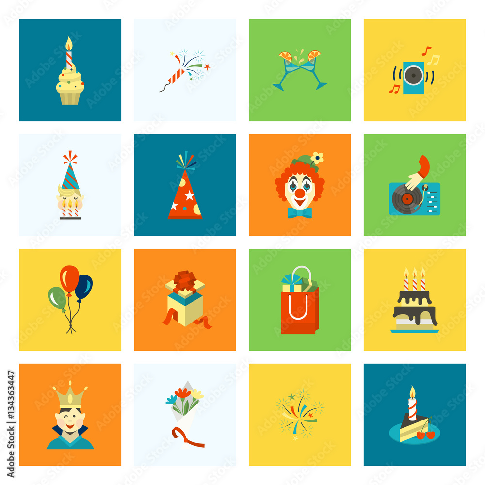 Happy Birthday Icons Set Happy Birthday Icons Set