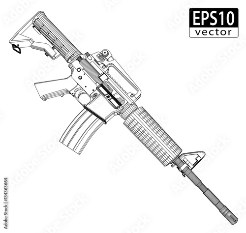 Assault Gun Wireframe (Side) | EPS10 Vector photo