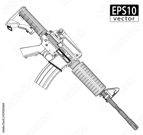 Assault Gun Wireframe (Side) | EPS10 Vector