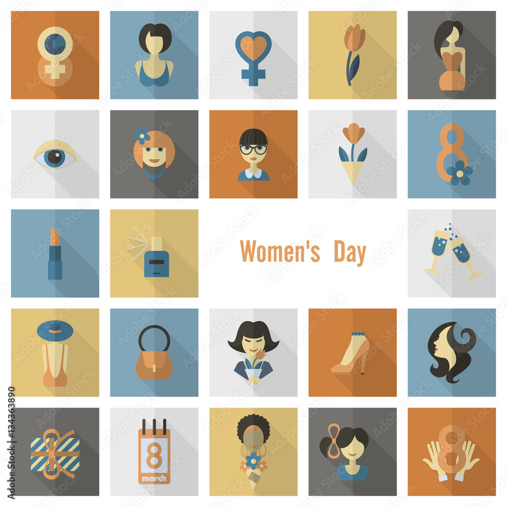 Fototapeta premium Womans Day Icon Set