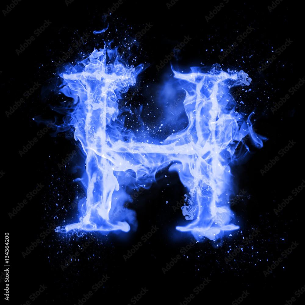Fire letter H of burning flame light Fire letter H of burning flame light