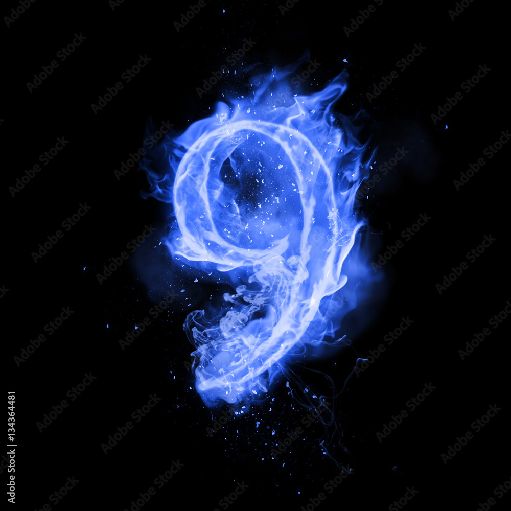 Obraz premium Fire number 9 nine of burning flame