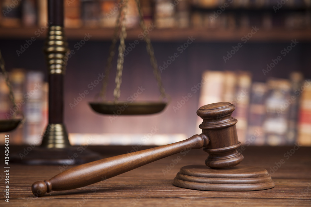 law theme, mallet of the judge, justice scale, books, wooden des law theme, mallet of the judge, justice scale, books, wooden des