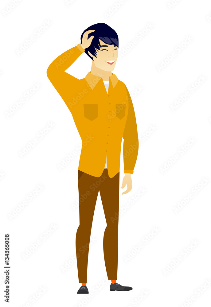 Young asian office worker laughing. Young asian office worker laughing.