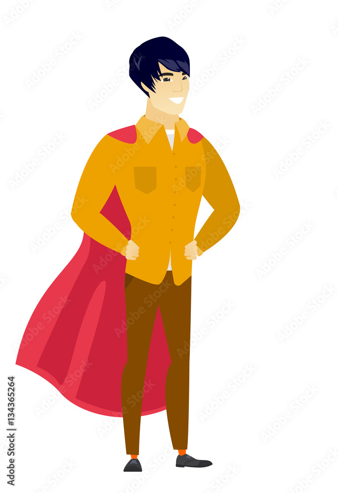 Businessman wearing a red superhero cloak.