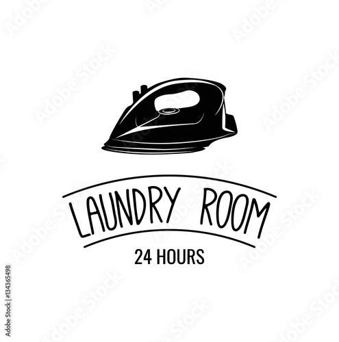 Iron Label. Laundry Badge. Bubbles Vector Illustration isolated on white