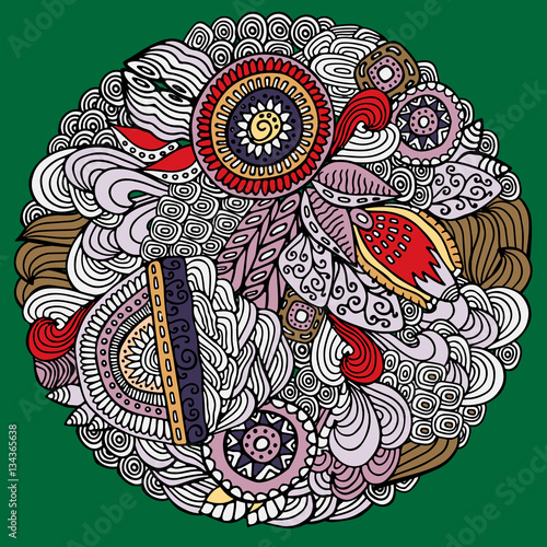 stock vector abstract hand draw flower and wave, doodle pattern.