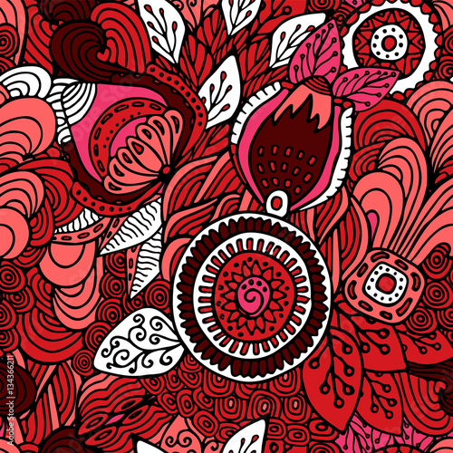 stock vector seamless abstract hand draw flower and wave, doodle