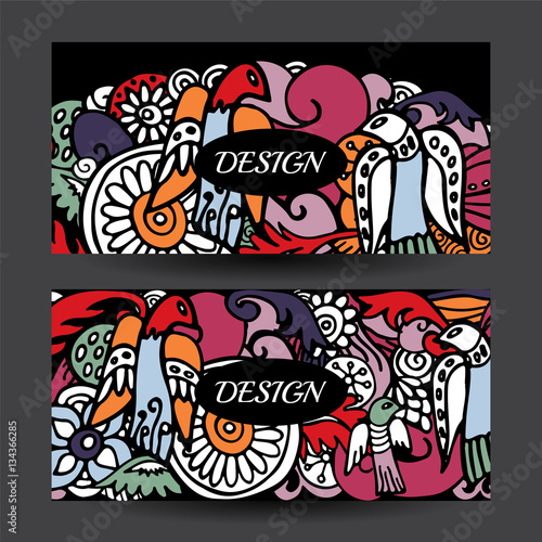 Stock vector cartoon hand draw colorful corporate identity horiz