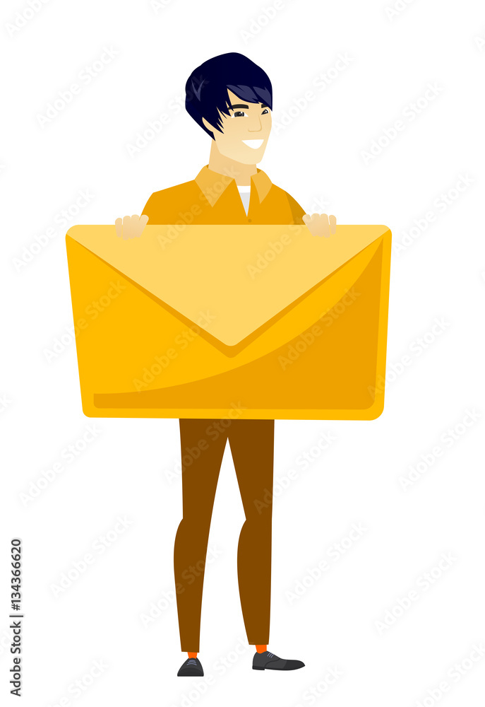 Smiling businessman holding a big envelope. Smiling businessman holding a big envelope.