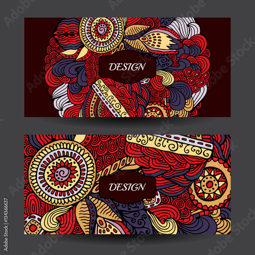 Stock vector cartoon hand draw colorful corporate identity horiz
