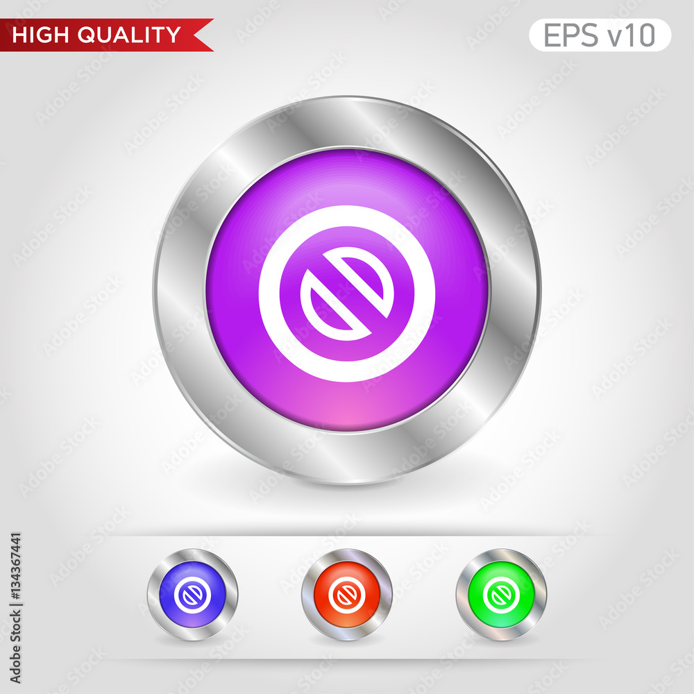 Obraz premium Colored icon or button of stop symbol with background