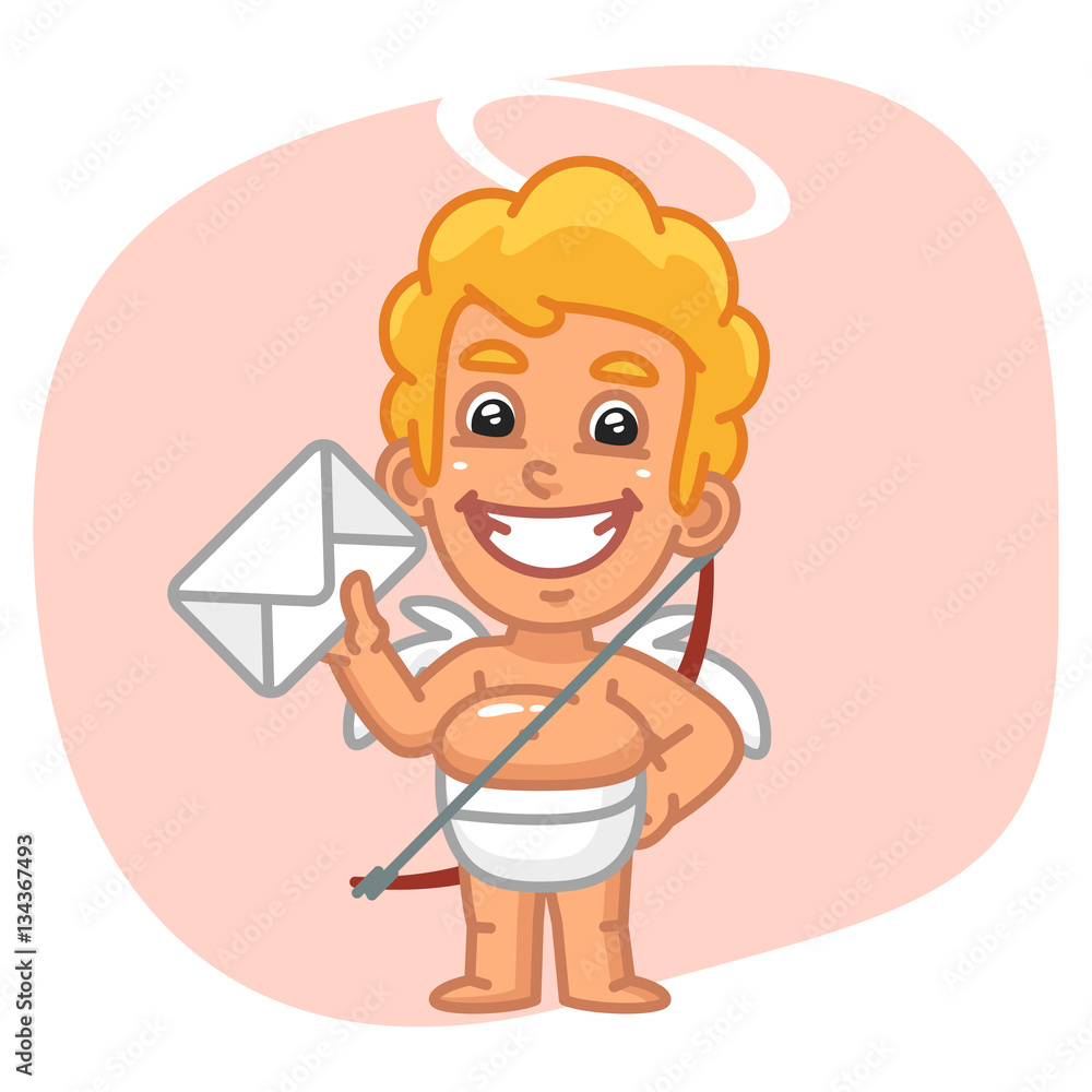 Cupid Smiling and Holding Envelope Cupid Smiling and Holding Envelope