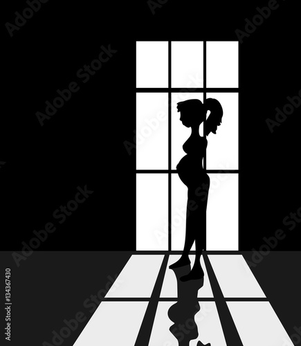 Silhouet van zwangere vrouw