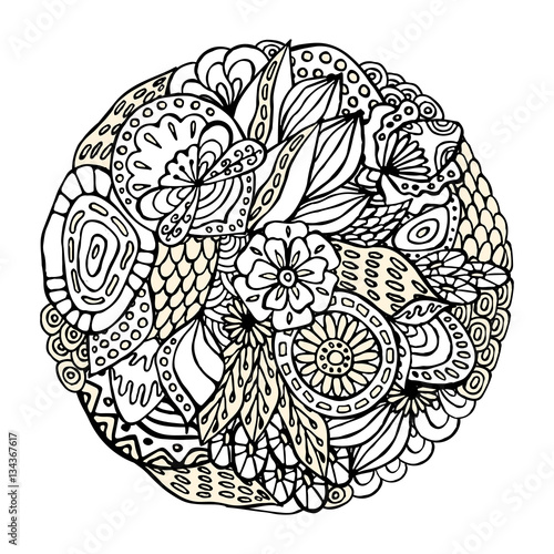 stock vector abstract hand draw flower and wave, doodle pattern.