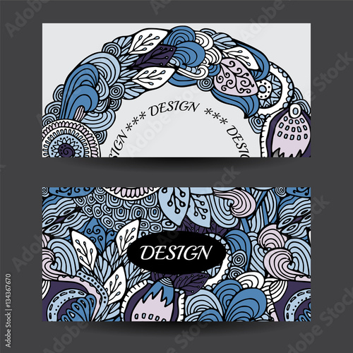 Stock vector cartoon hand draw colorful corporate identity horiz