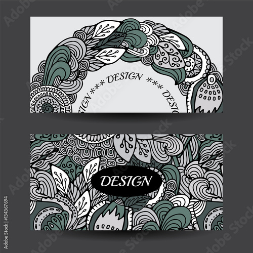 Stock vector cartoon hand draw colorful corporate identity horiz