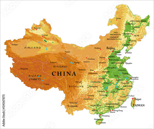 Obraz na plátně China relief map