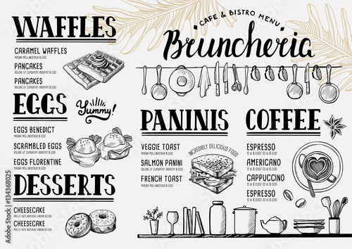 Menu restaurant, food template.